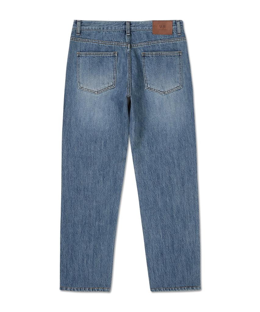 WEST GRAND BOULEVARD Venice Slim Crop Washed Denim Pants Blue