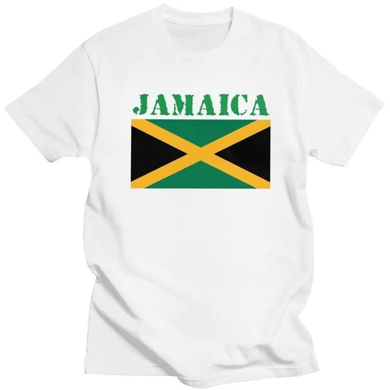 Jamaica Flag Graphic Tee for Men Pure Cotton Casual Short Sleeve Loose Fit T-Shirt