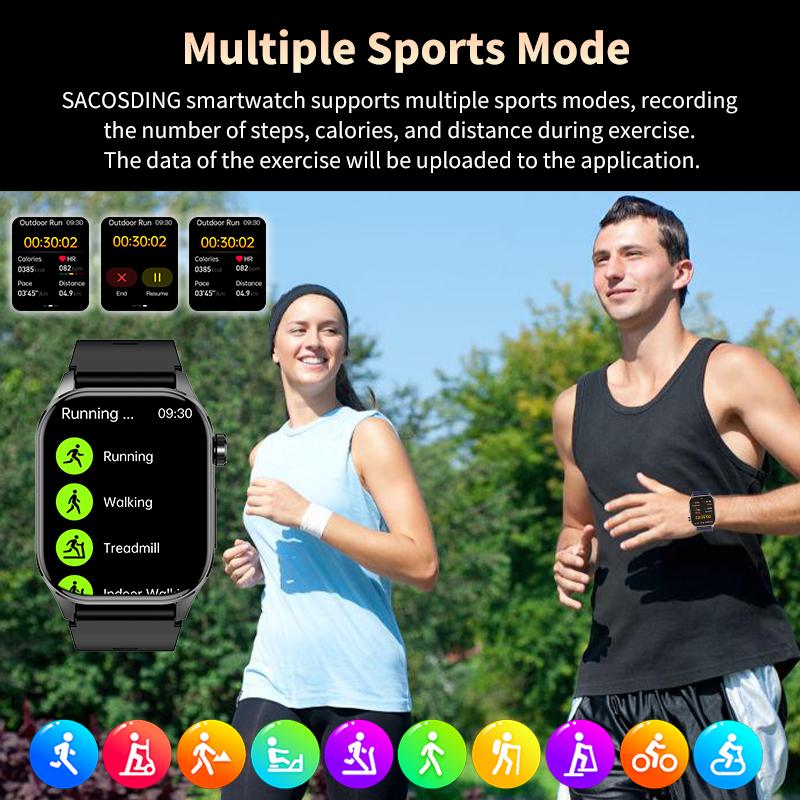 SACOSDING Новые смарт-часы ЭКГ для мужчин и женщин Bluetooth-вызов голосовой помощник артериальное давление кислород в крови спортивный трекер упражнений смарт-часы