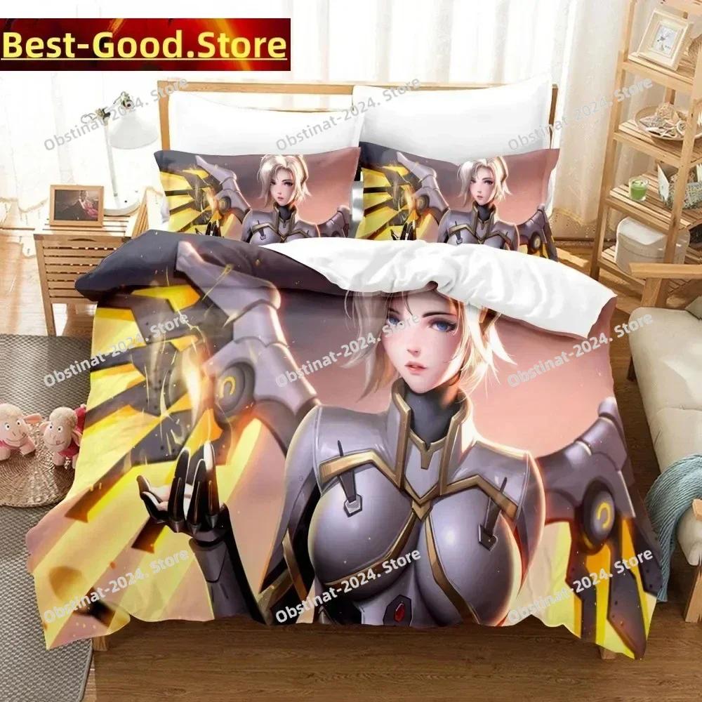 Аниме Игровой Постельный Комплект Overwatch Напечатанный Комплект Постельного Белья С Наволочкой Мягкое Покрывало Для Постели Мягкое Односпальное Двуспальное Queen Super King-Size Размерыd