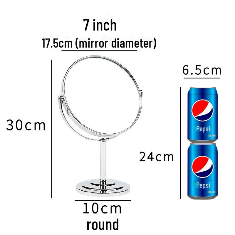 High-Definition Double-Sided Metal Desktop Makeup Mirror with Magnification and Rotating Feature