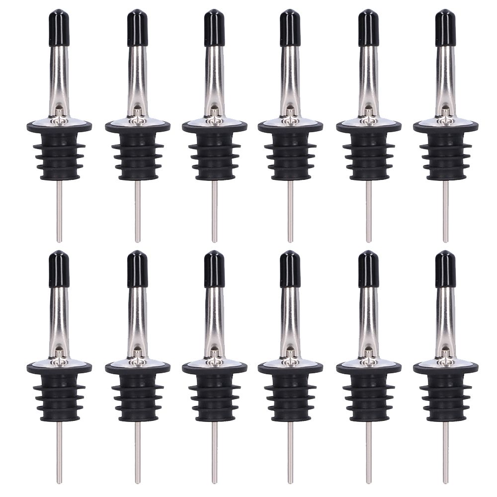 12pcs Stainless Steel Liquor Pourer Dust Caps Olive Oil Spout Durable Speed Pour Spout Home