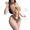 Sex underwear sexy retro bow strap hollow lotus leaf edge one-piece halter pure desire wind set fufu