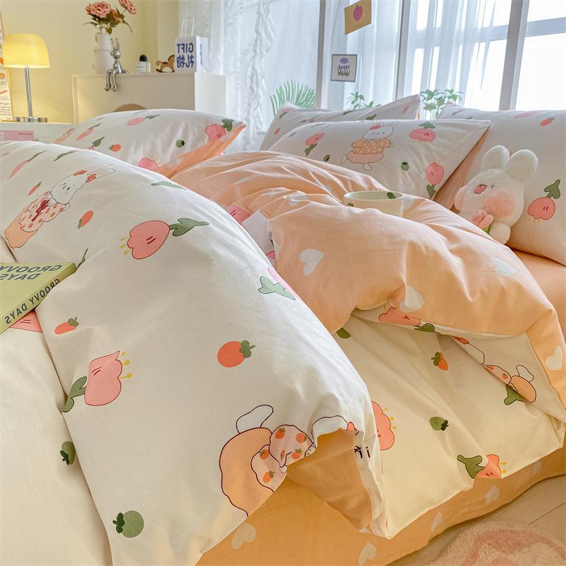 Комплект постельного белья из четырех предметов, пододеяльник из чистого хлопка с цветочным рисунком, простыня для спальни из трех предметов