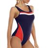 Women's Sleeveless Conservative One-piece Sexy Backless Color Matching Wetsuit With Breast Pad Swimsuit
