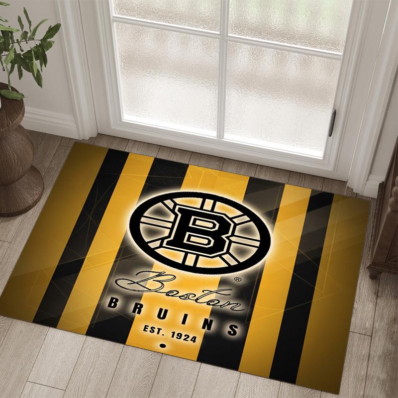 Дизайн Boston Bruins Кристальный Велюровый Ковер Уютный Не?Нескользящий ковер с принтом для спальни, гостиной, прихожей