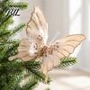 Elegant Christmas Garland Decorations Velvet Butterfly Ornaments, Artificial Glitter Sequins Xmas Tree Three Dimensional Ornaments Decoration
