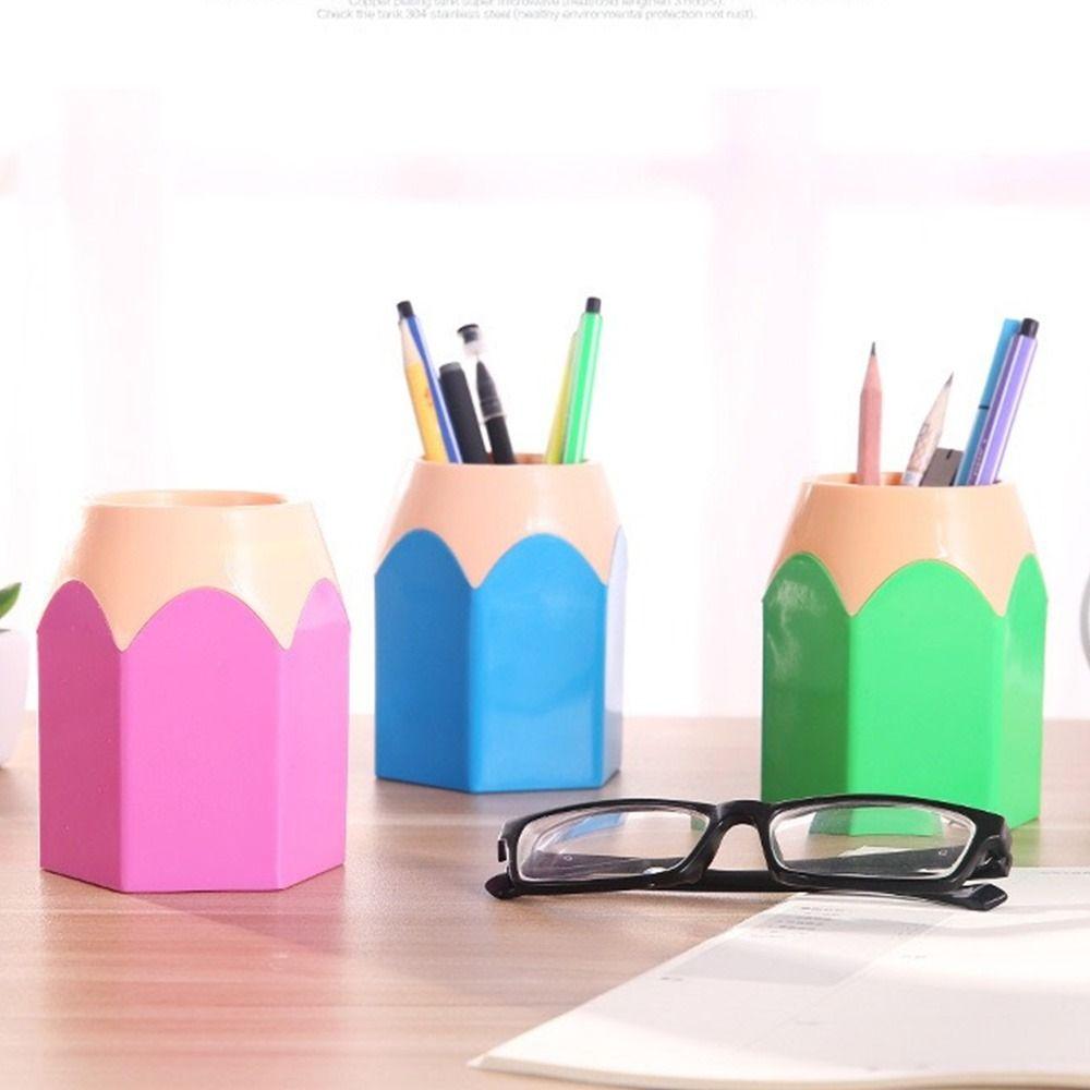 Desk Tidy Organiser Pencil Pot Holder Pen Storage Creative Pencil Head Pen Holder Organizer Box