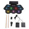 Electronic Drum Pad Set 9 Pads 2 Pedals BT MIDI Roll Up Portable Electronic Drum Pad for Beginners