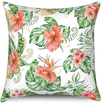 Summer Flamingo Pillowcase Tropical Plant Palm Leaf Pillow Cover Cushion Cover Decorative Home