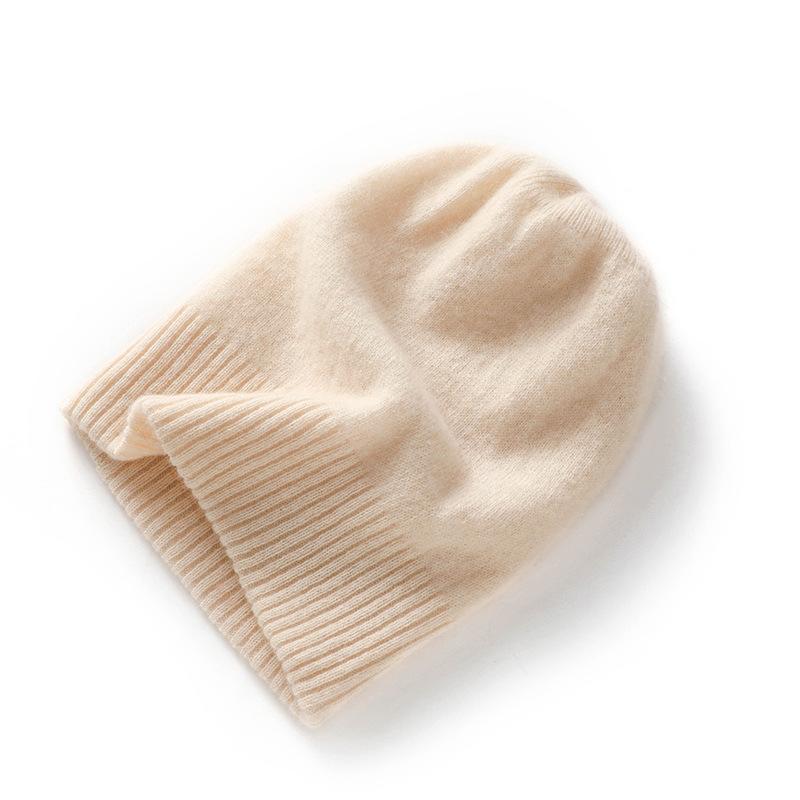 Autumn and winter new cashmere hat women's hollow double-layer cashmere ear protection hat soft warm knitted wool hat