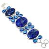 Natural Lapis Lazuli, Topaz Gemstone 925 Sterling Silver Bracelet 7-8" O7f75