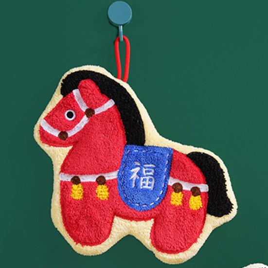 Милое полотенце для рук с лошадью Впитывающее быстросохнущее полотенце для рук с петлей для подвешивания Дизайн с счастливой лошадью Полотенце для ванной комнаты кухни Новогодний декор