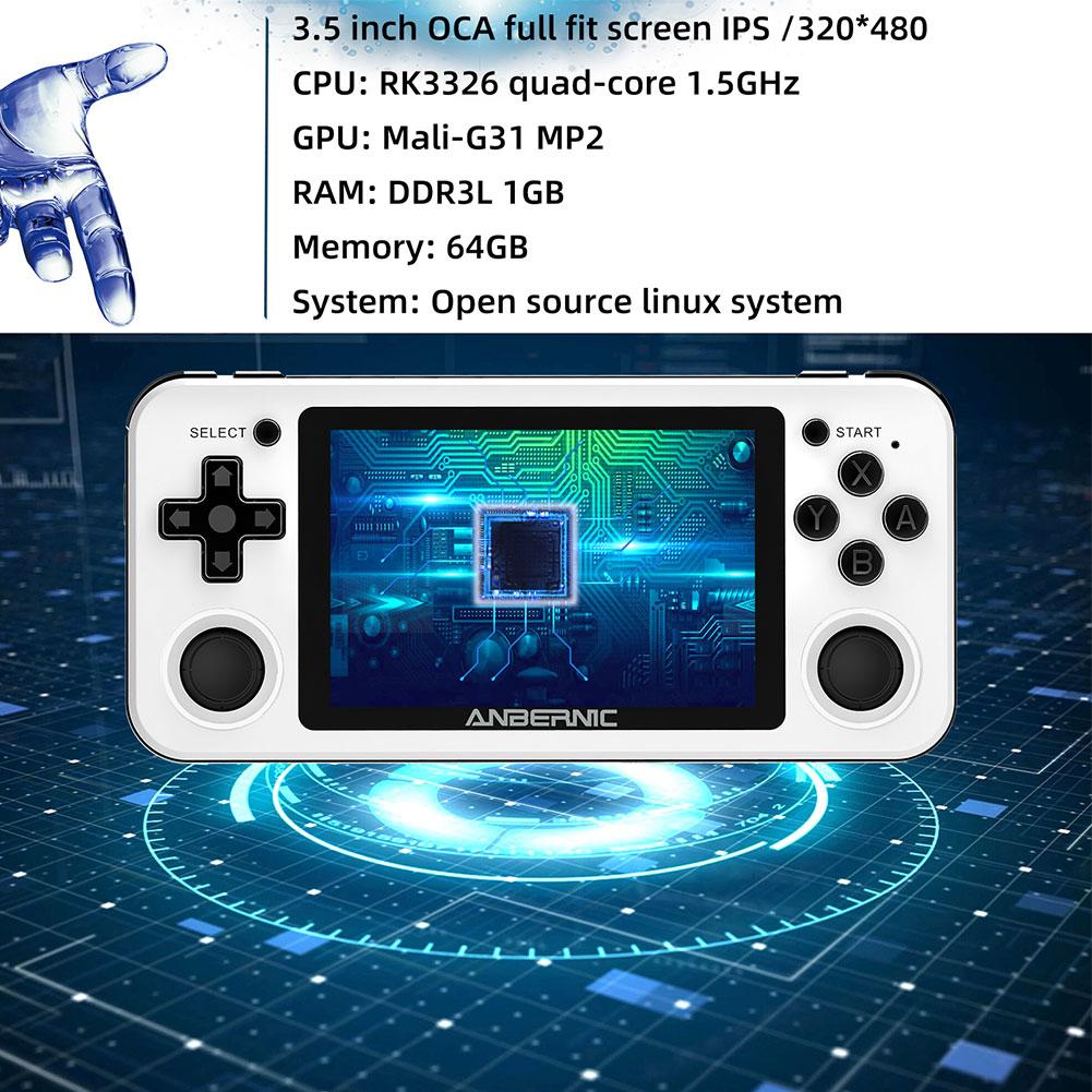 Rg351p Портативная портативная игровая консоль 64g Система с открытым исходным кодом 3,5-дюймовый Ips-экран Ретро-игровой плеер с игровой картой Tf