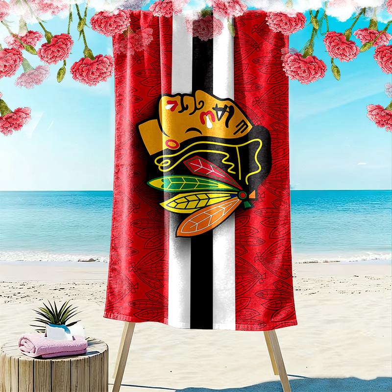 Chicago Blackhawks2 Print Beach Towel, Large Soft Quick Dry Towel for Beach Camping Swimming
