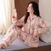 Пижама из воздушного хлопка женская осенне-зимняя утолщенная из чистого хлопка теплая с промежуточным слоем комплект домашней одежды для мамы среднего возраста