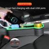 Car Crevice Storage Box with 2 USB Charger Colorful LED Seat Gap Slit Pocket Seat Organizer Card Phone Bottle Cups Holder