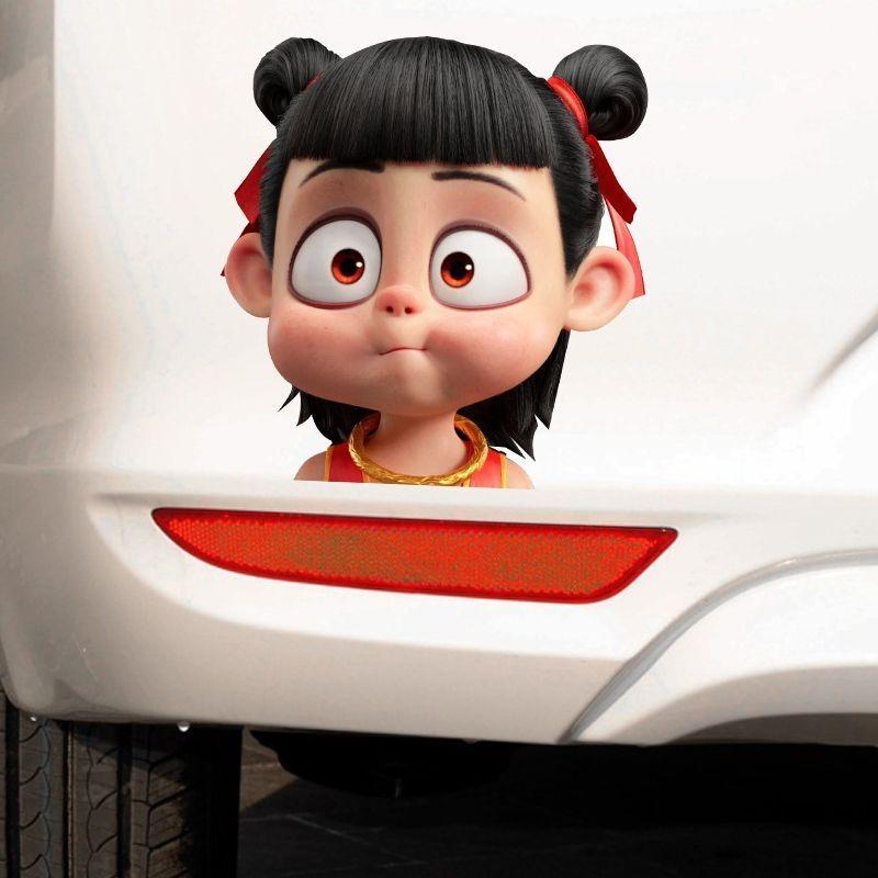 Мультистильные забавные аниме 3D наклейки Nezha для автомобиля водонепроницаемые и солнцезащитные наклейки для украшения хвоста автомобиля