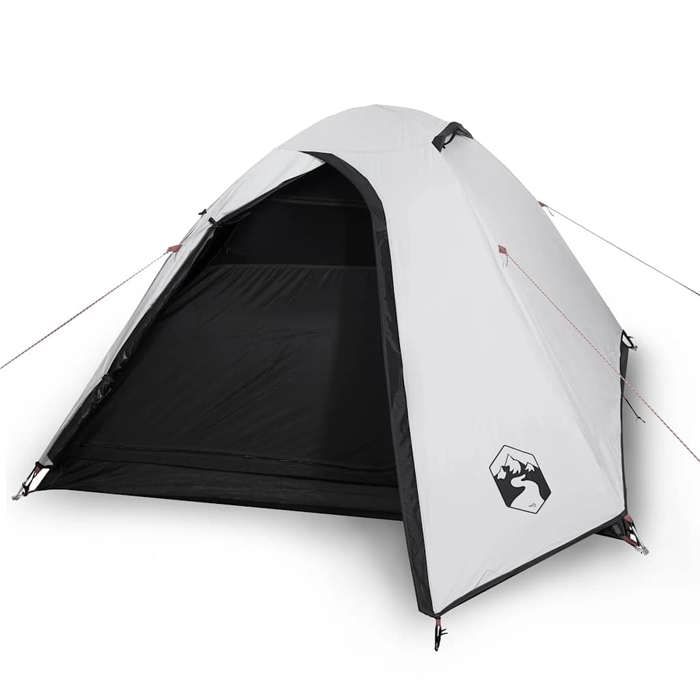 VidaXL Tente de Camping 3 Personnes, Tente d'Ombrage avec Sac, Auvent Portable avec Parois Latérales pour Randonnée, Blanc 94334