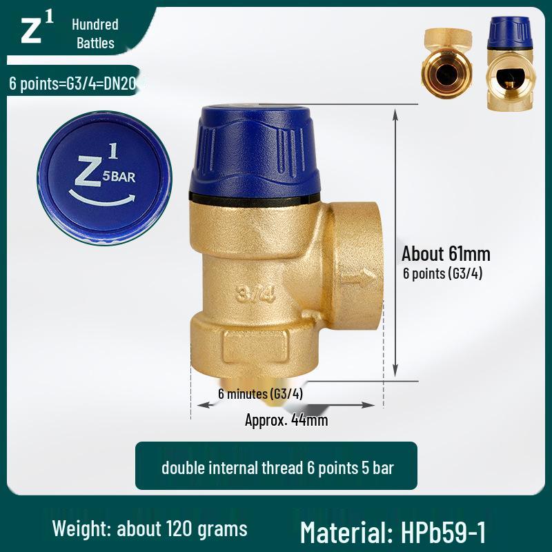 Brass Thread Safety Valve Solar Angle Valve Automatic Pressure Relief Tap