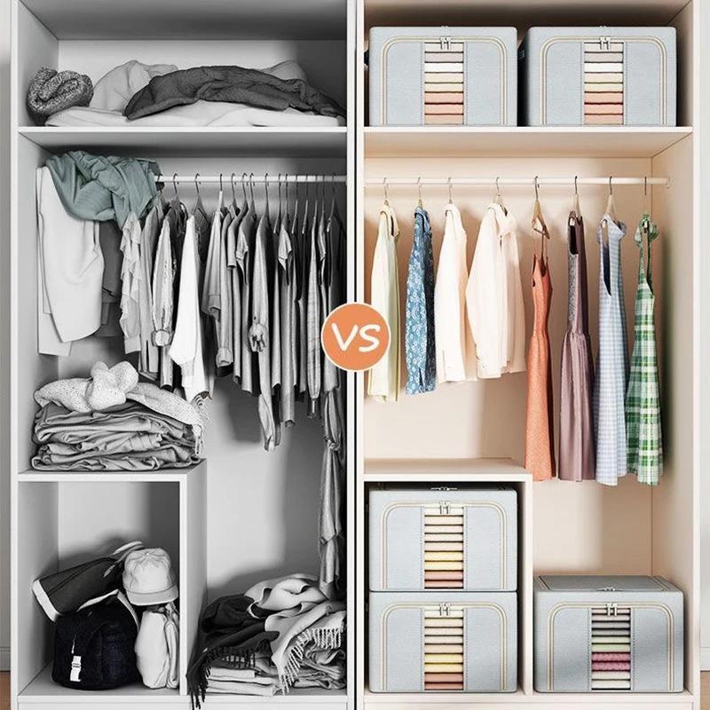 Ящик для хранения домашней одежды, складной ящик для хранения со стальным каркасом, хлопковое одеяло, большая вместимость, ткань Оксфорд, водонепроницаемая организация хранения