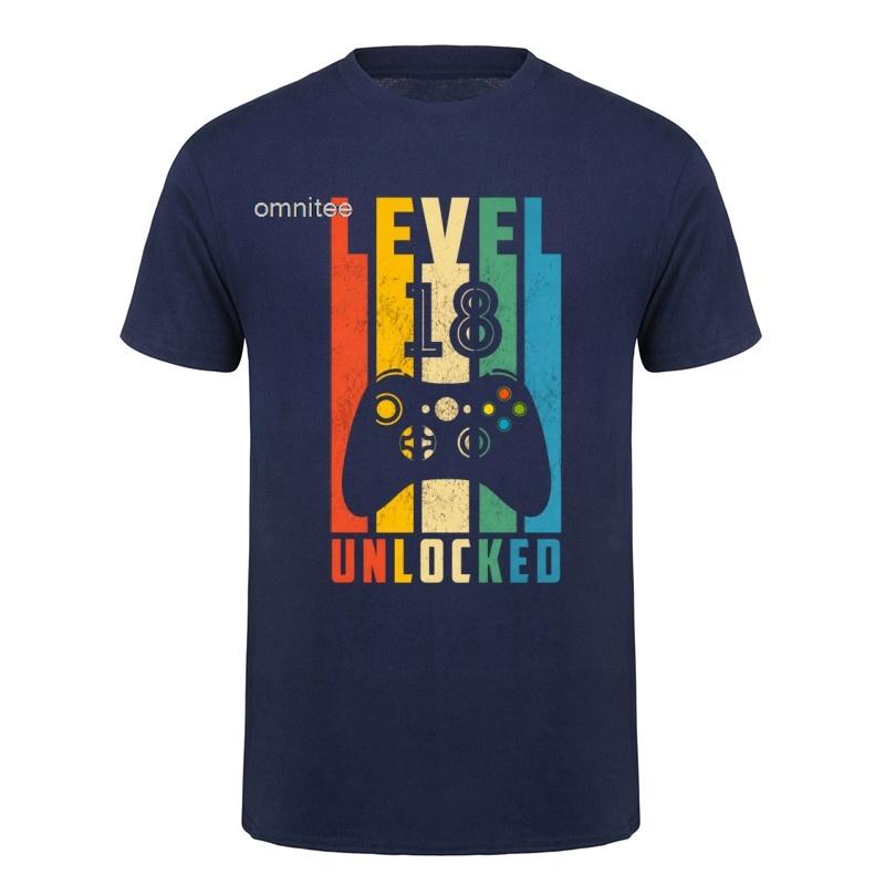 Level 18 Unlocked 18th Birthday 18 Year Old Gamer Boys T Shirts Short Sleeve Game Player Gift Streetwear Tops HJ106