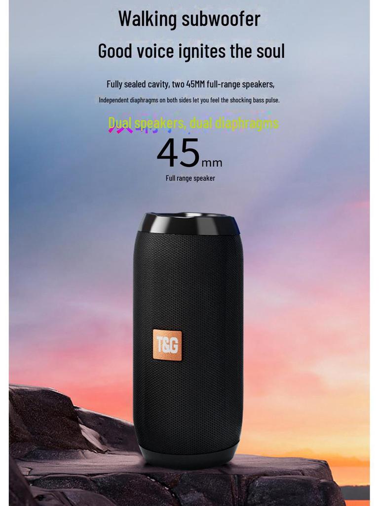 TG117 Портативный тканевый Bluetooth-динамик с беспроводным сабвуфером TWS