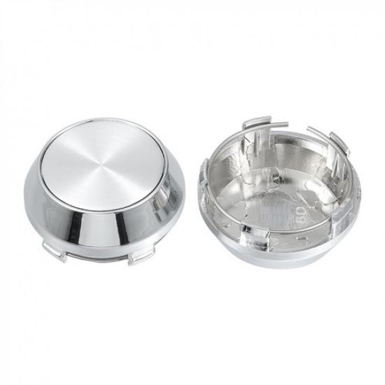 4pcs For Wheel Center Cap Universal Rim Chrome Hub Cap 60mm No Silver Base