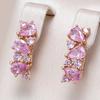 Блестящие розовые серьги-капли с полностью усыпанным натуральным цирконом для женщин, роскошные, для вечеринки, цвета розового золота, повседневные изящные украшения, подарок