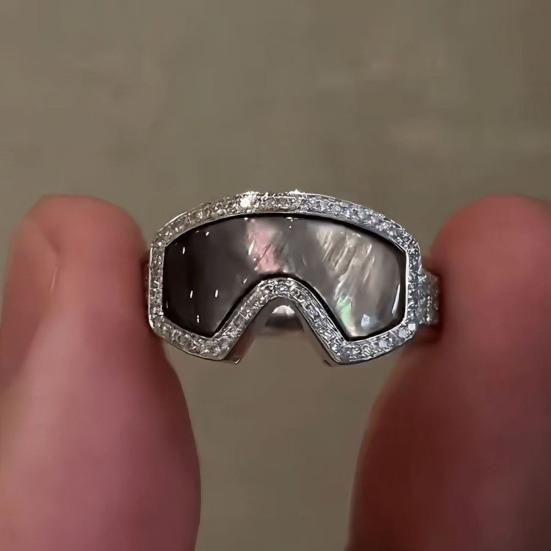 Кольцо регулируемого размера в форме горнолыжной маски, 3D, аксессуар для украшения зимней одежды, подарок для любителя лыжного спорта