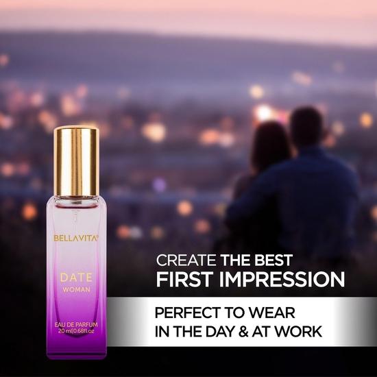 Bella Vita Luxury Date Woman Eau De Parfum Perfume with Pink Pepper, Jasmine & Vanilla|Premium, Long Lasting Floral & Fruity Fragrance for Women, 20ML