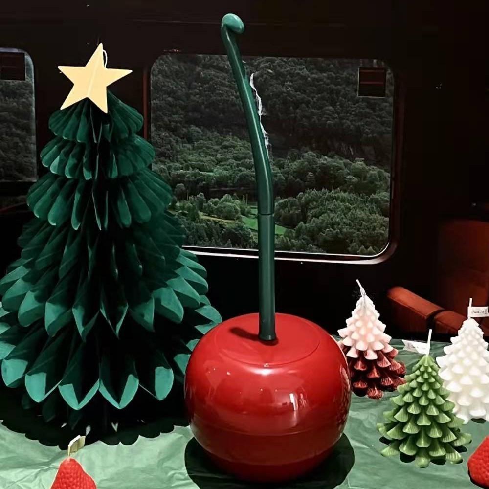 Щетка для унитаза вишневого цвета с основанием, креативный милый держатель щетки для чистки унитаза, гибкая щетка с мягкой щетиной, аксессуары для ванной комнаты