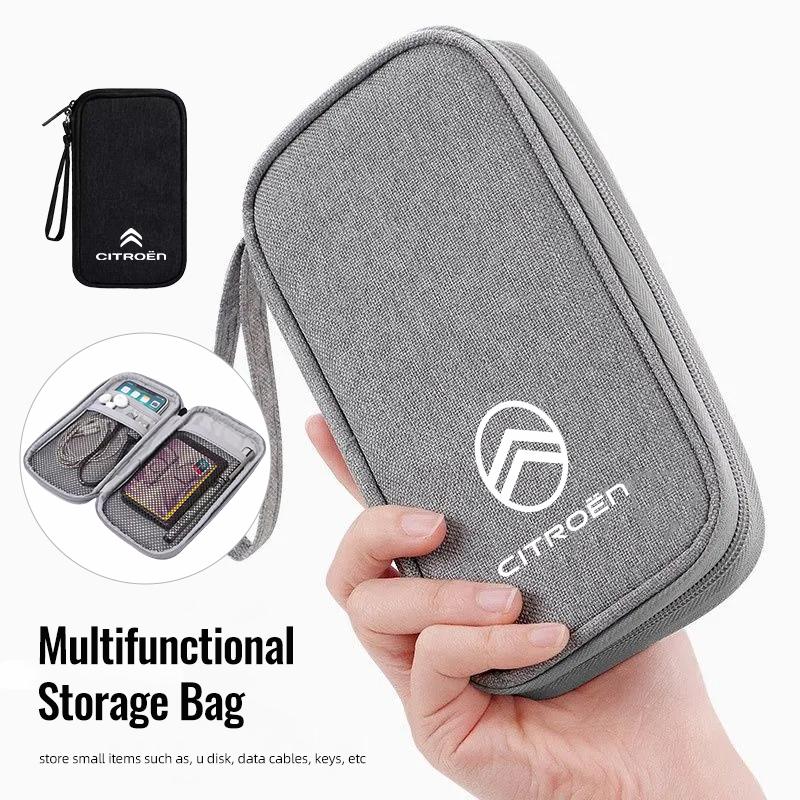 YJTHM1 Car Styling Storage Bag Key Driver License Cards Organizer For Citroen C3 C5 AIRCROSS C5X C4 Cactus PICASSO e-C3 e-C4 C1 C-Cross