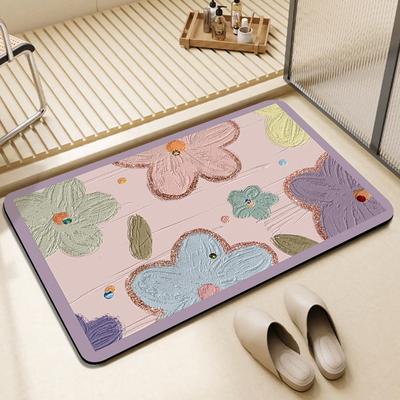 Свежий цветочный впитывающий нескользящий мягкий диатомовый коврик для ванной комнаты, быстросохнущий коврик для туалетной двери, коврик для туалета