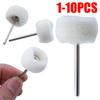 1-10Pcs 3mm Shank Cotton Thread Polishing Mini Brush Felt Grinding Sanding Head Abrasive Buffing Wheel for Dremel Dril Jade