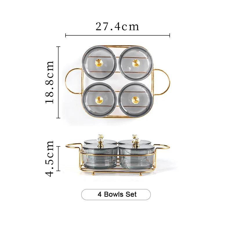 Стеклянная посуда Nordic Luxury, маленькие фруктовые десертные закуски, сервировочные миски с пыленепроницаемой крышкой, бытовые тарелки для подачи еды на вечеринку
