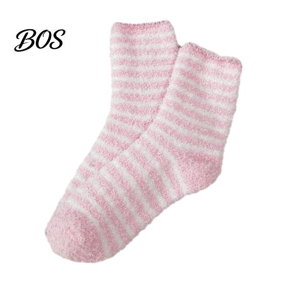 Mid Tube Sleep Socks 1 Pair Women Fuzzy for Valentine's Day, Warm Fluffy Coral Fleece Winter Slipper Socks, Fall Thick Sleeping Gift Holiday Soft