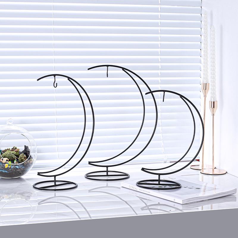Moon-Shaped Moss Micro Landscape Glass Bottle with Iron Art Hanging Hook