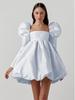 Elegant Puff Sleeve Satin Party Dress for Women