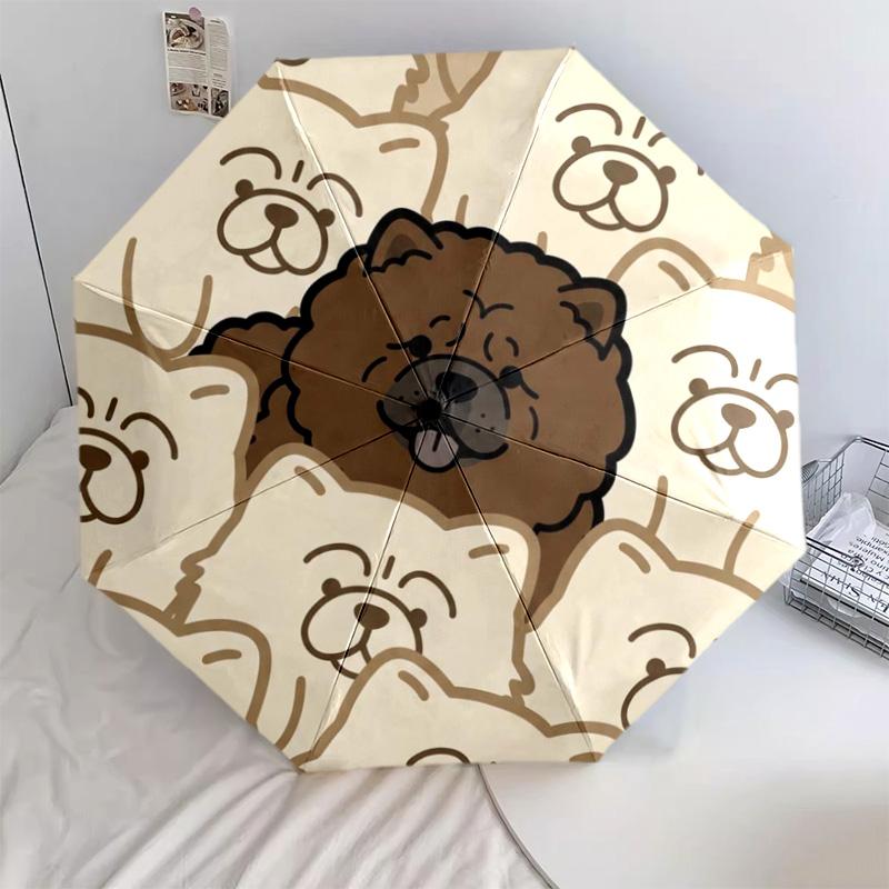 1 шт. chow Автоматический складной зонт - Мультяшный узор, Портативный и складной дизайн с 8 спицами, Рождественские и Новогодние подарки