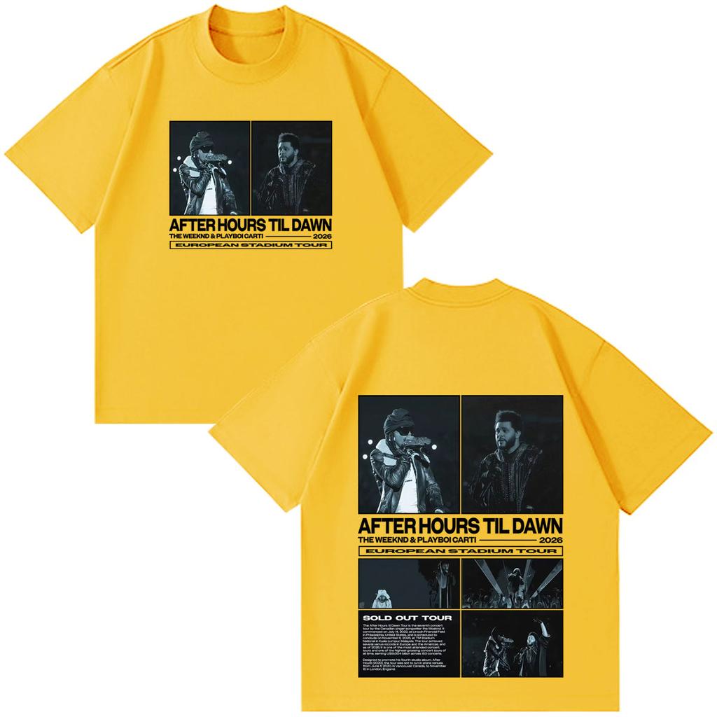 Футболка с принтом рэпера The Weeknd After Hours Til Dawn с Playboi Carti Тур 2026 Унисекс Хип-хоп Мода Винтажные хлопковые футболки