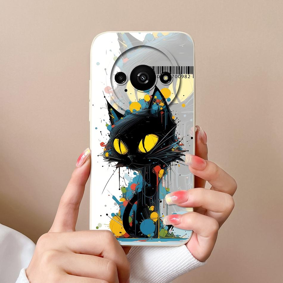 Милый чехол с котиками для Redmi A3 A3X, новый дизайн, защита камеры, мягкий жидкий силикон, высококачественная задняя крышка