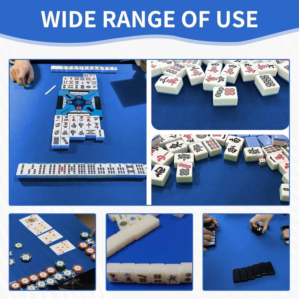 Mahjong Mat,Mahjong Table Mat with Black Carrying Bag,Rubber Anti Slip Game Mat and Noise Reducing Table Cover for Mahjong,Dominoes,Poker,Card,Board