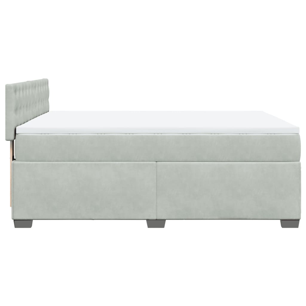 Box Spring Bed with Mattress Light Grey 140x190 cm Velvet