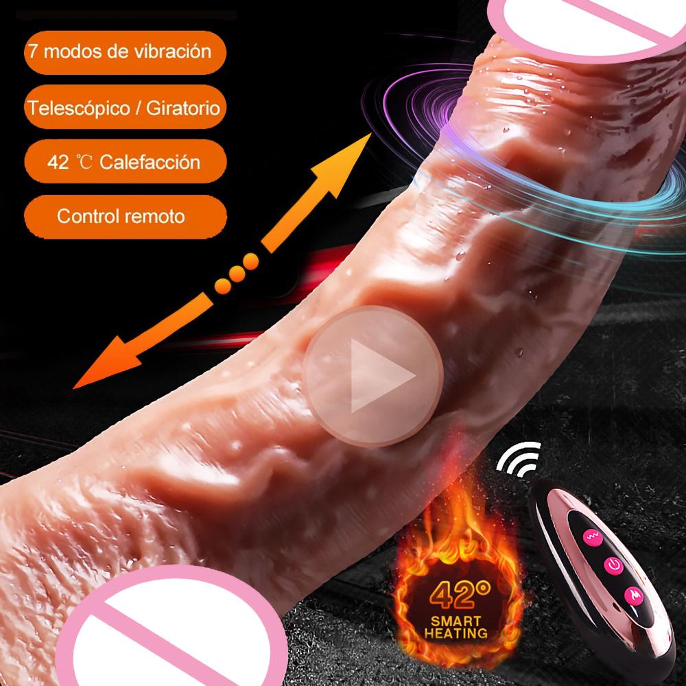 Реалистичный Большой Вибратор Дилдо Пенис Телескопический Качающийся Нагревающий Силиконовые Дилдо Женский Вибратор с Дистанционным Управлением Секс-Игрушки для Женщин