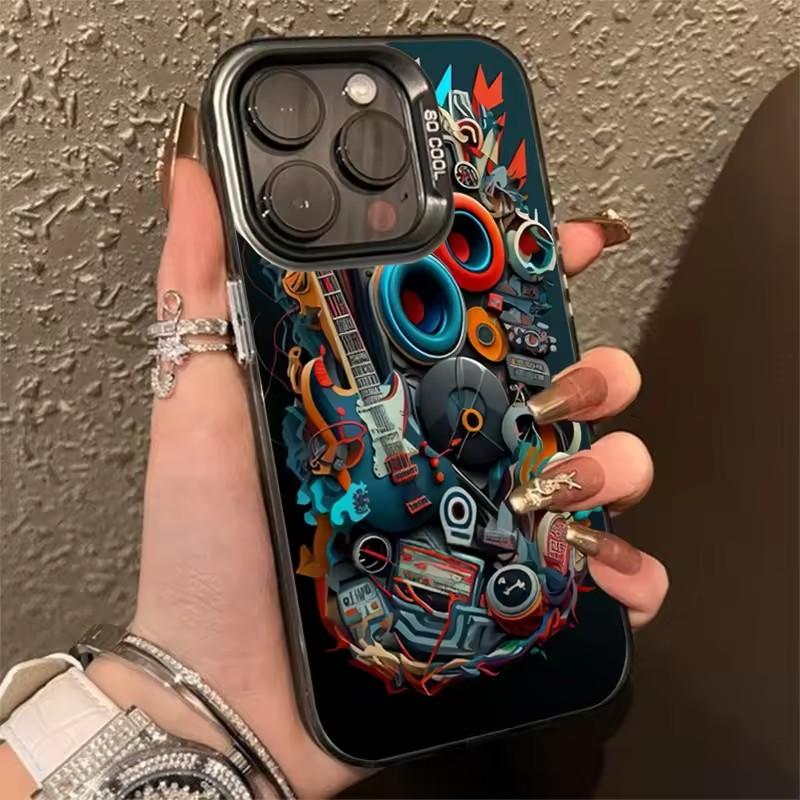 Крутой Граффити Механический Узор TPU Базовый Чехол для Телефона для iPhone 16 15 Pro Max 16E 14 13 12 11 XS X XR 7 8 Plus Жесткая Задняя Крышка