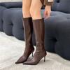 Ladies Shoes  Hot Sale Zipper Knee-High Women's Boots Autumn Pointed Toe Solid High Heels Elegant Fashion Versatile Boots