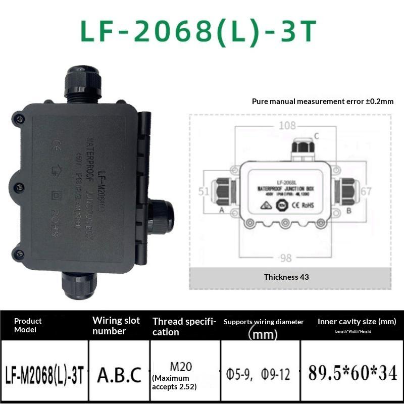 IP66 Waterproof Junction Box with 3mm-6.5mm Cable Connector Sealed Flame Retardant for Garden Security Camera Wiring