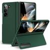 Чехол для телефона с эффектом кожи, однотонный, для Samsung Galaxy Z Fold 7 6 5 4 3, жесткий ПК, со подставкой, противоударный, защита от падений, полный чехол