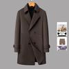 Men's 100% Wool Double-Breasted Overcoat with Detachable Goose Down Liner